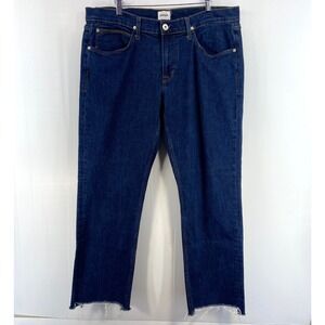 Hudson Byron 5 Pocket Zip Fly Straight Leg Dark Blue Wash Jeans Raw Hem Mens 38
